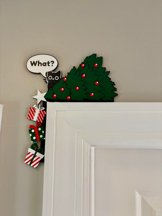 Cat Knocking Over Tree Door Corner