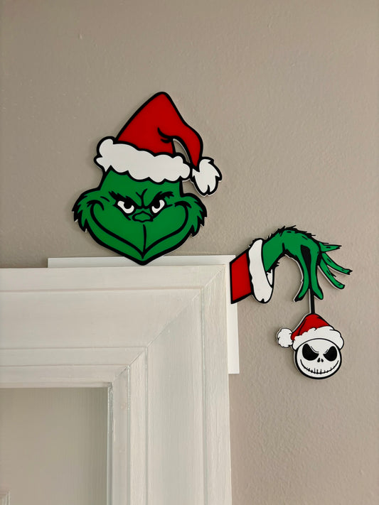 Grinch with Jack Skellington Ornament Door Corner
