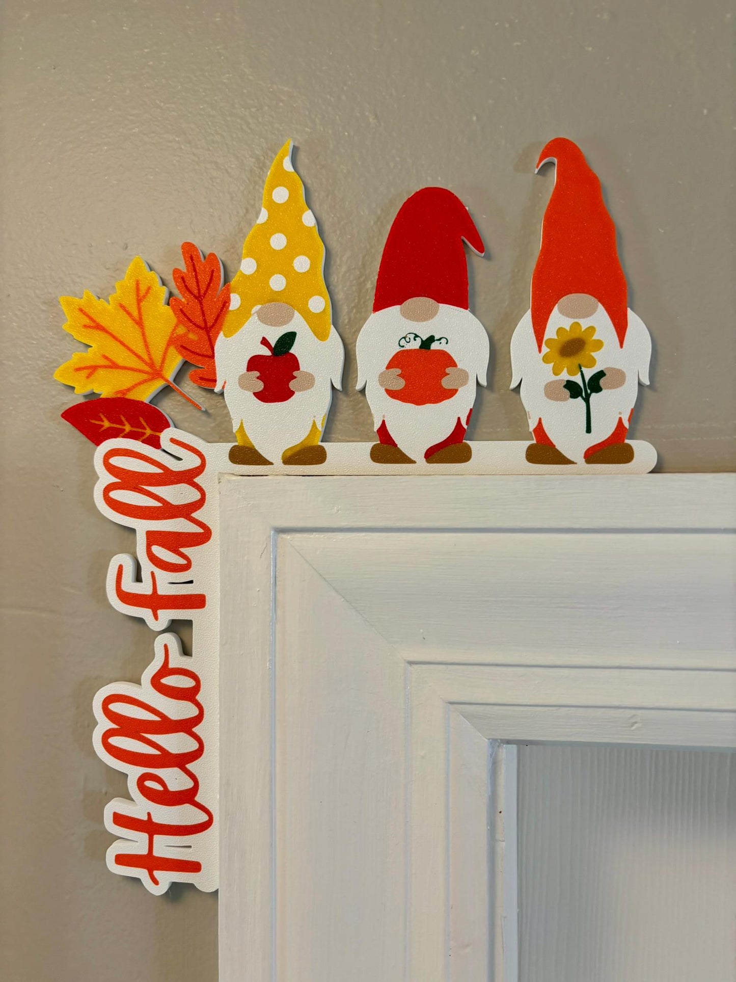 Gnomes Hello Fall Door Window Corner Topper