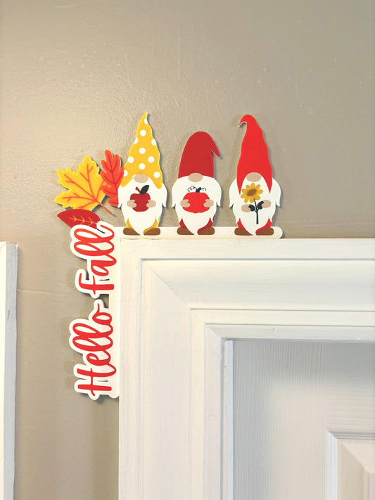 Gnomes Hello Fall Door Window Corner Topper