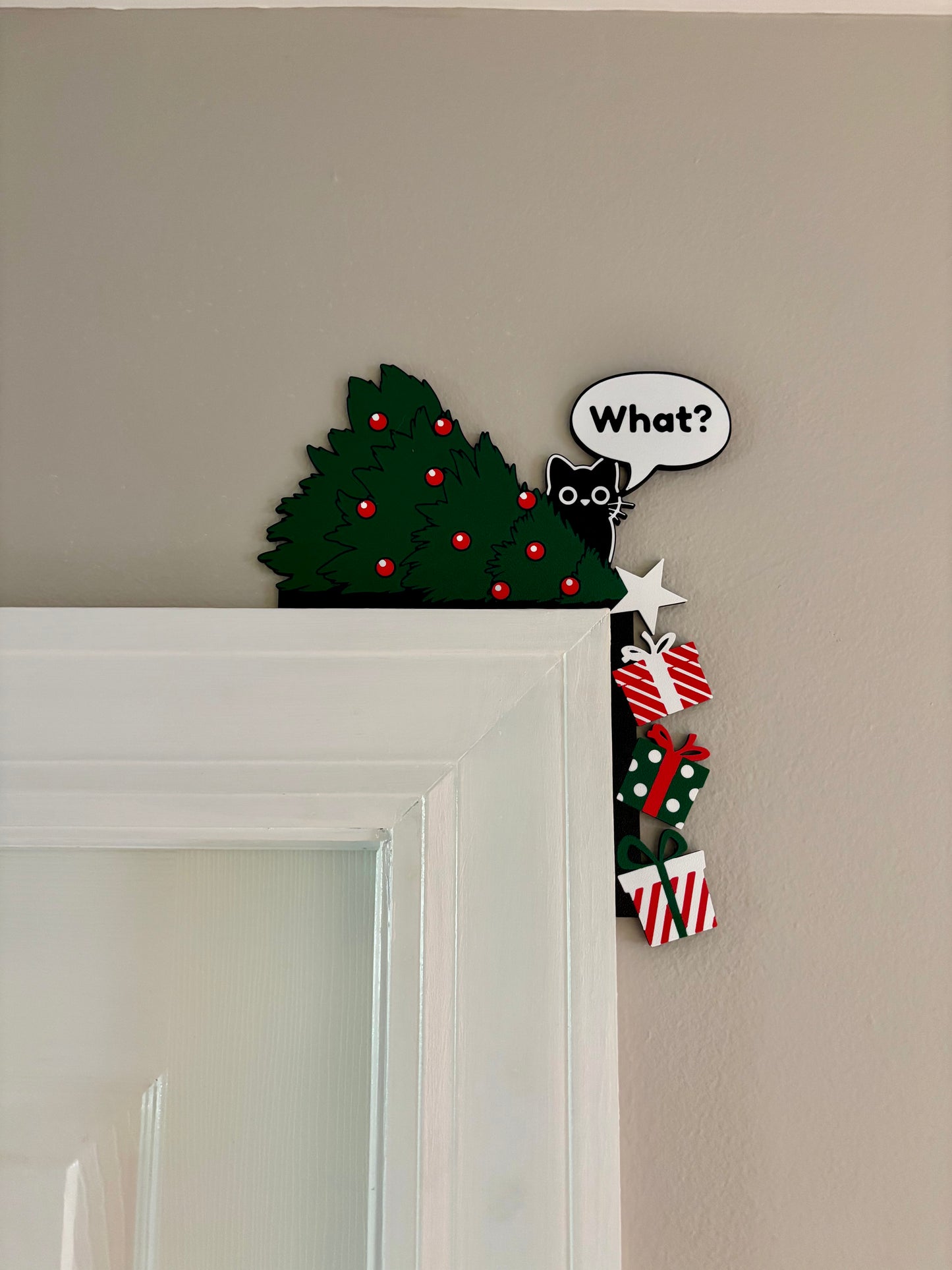 Cat Knocking Over Tree Door Corner