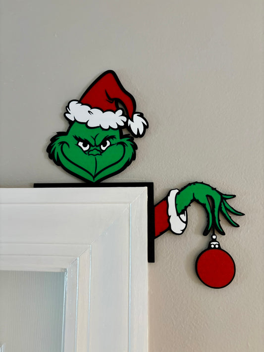 Grinch with Ornament Door Corner