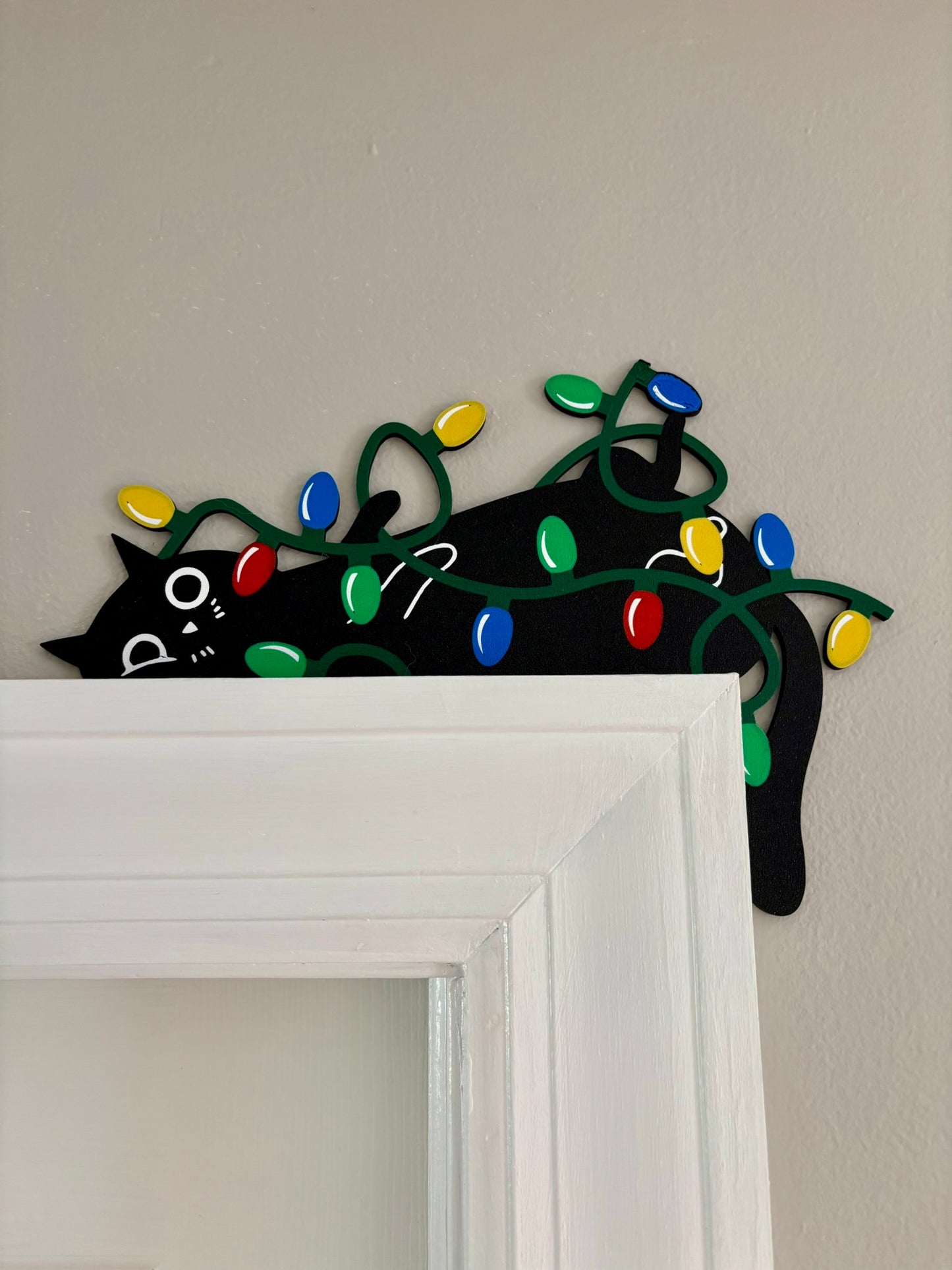 Cat in Lights Door Corner