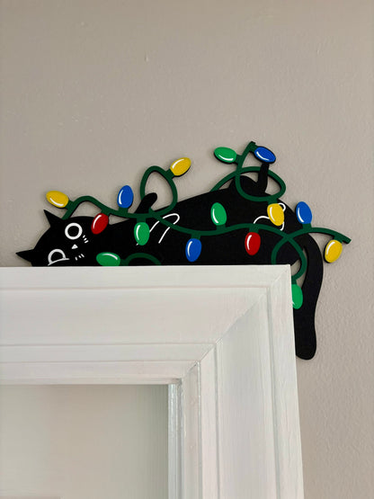 Cat in Lights Door Corner