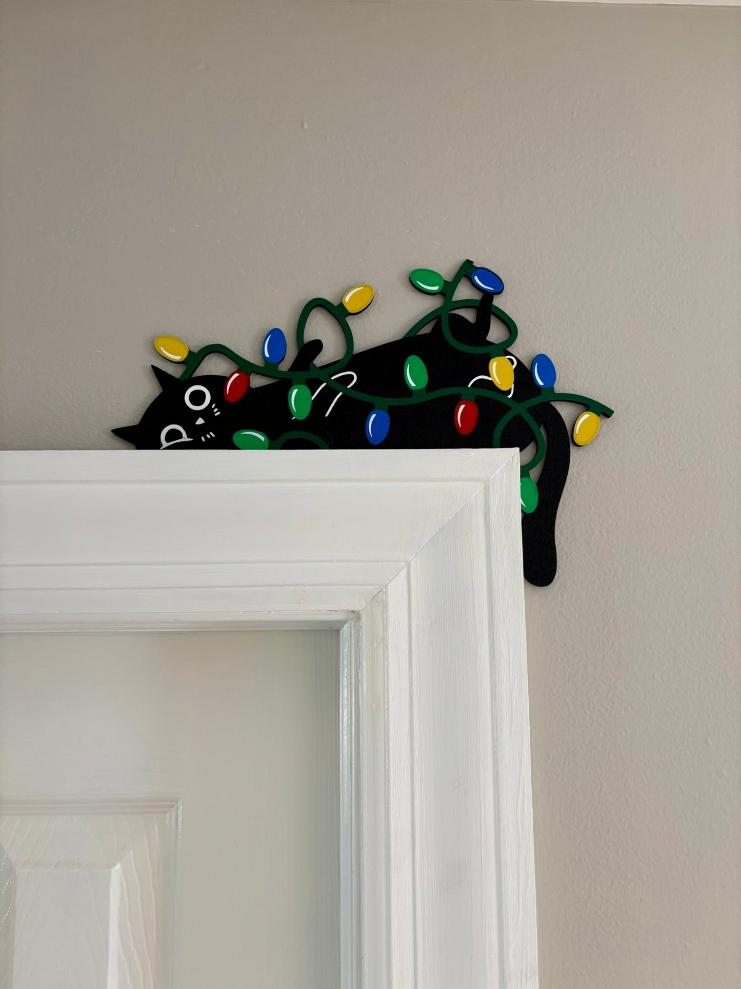 Cat in Lights Door Corner