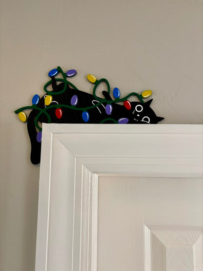 Cat in Lights Door Corner