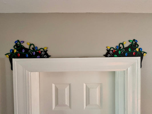 Cat in Lights Door Corner