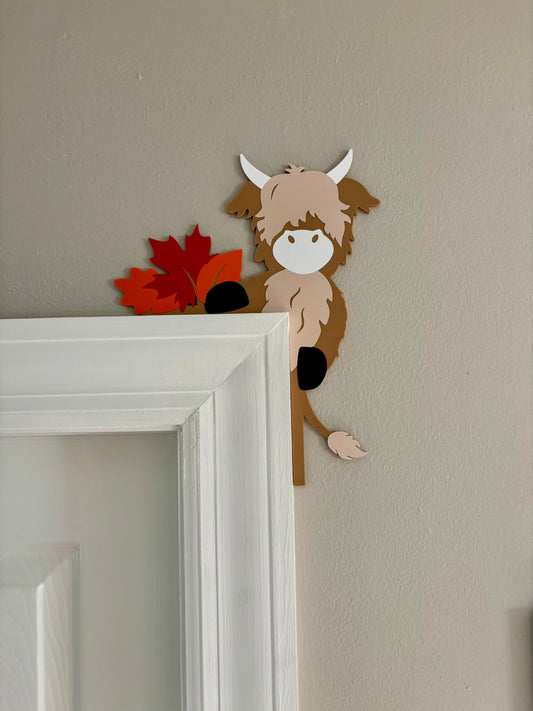 Highland Cow Fall Door Window Corner Topper