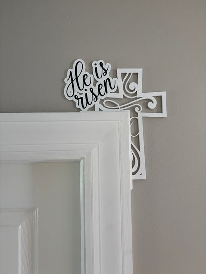 He is Risen Religious Easter Door Corner