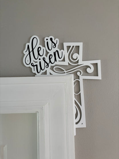 He is Risen Religious Easter Door Corner