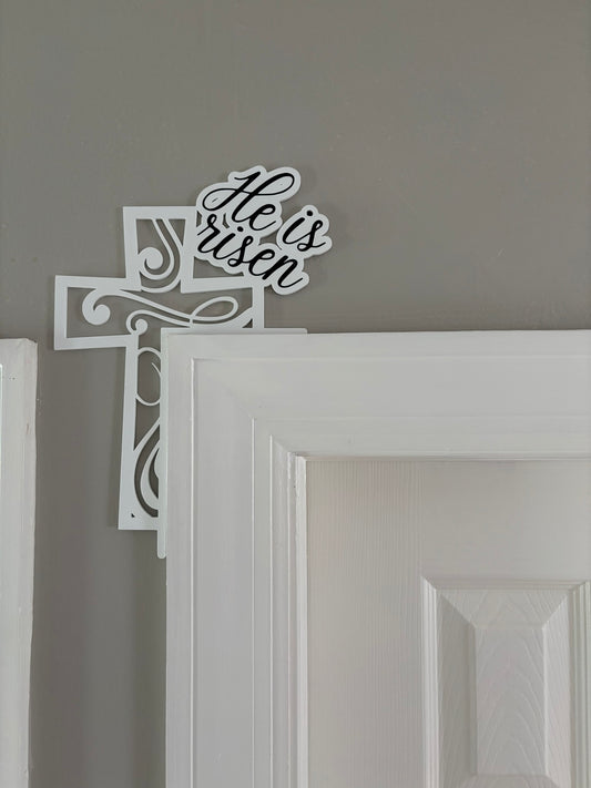 He is Risen Religious Easter Door Corner