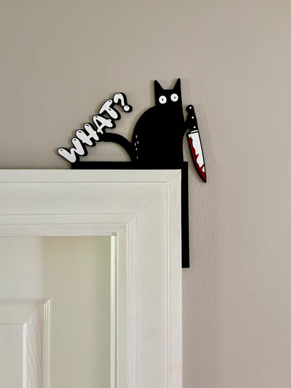 Cat with Knife Door Window Corner Topper