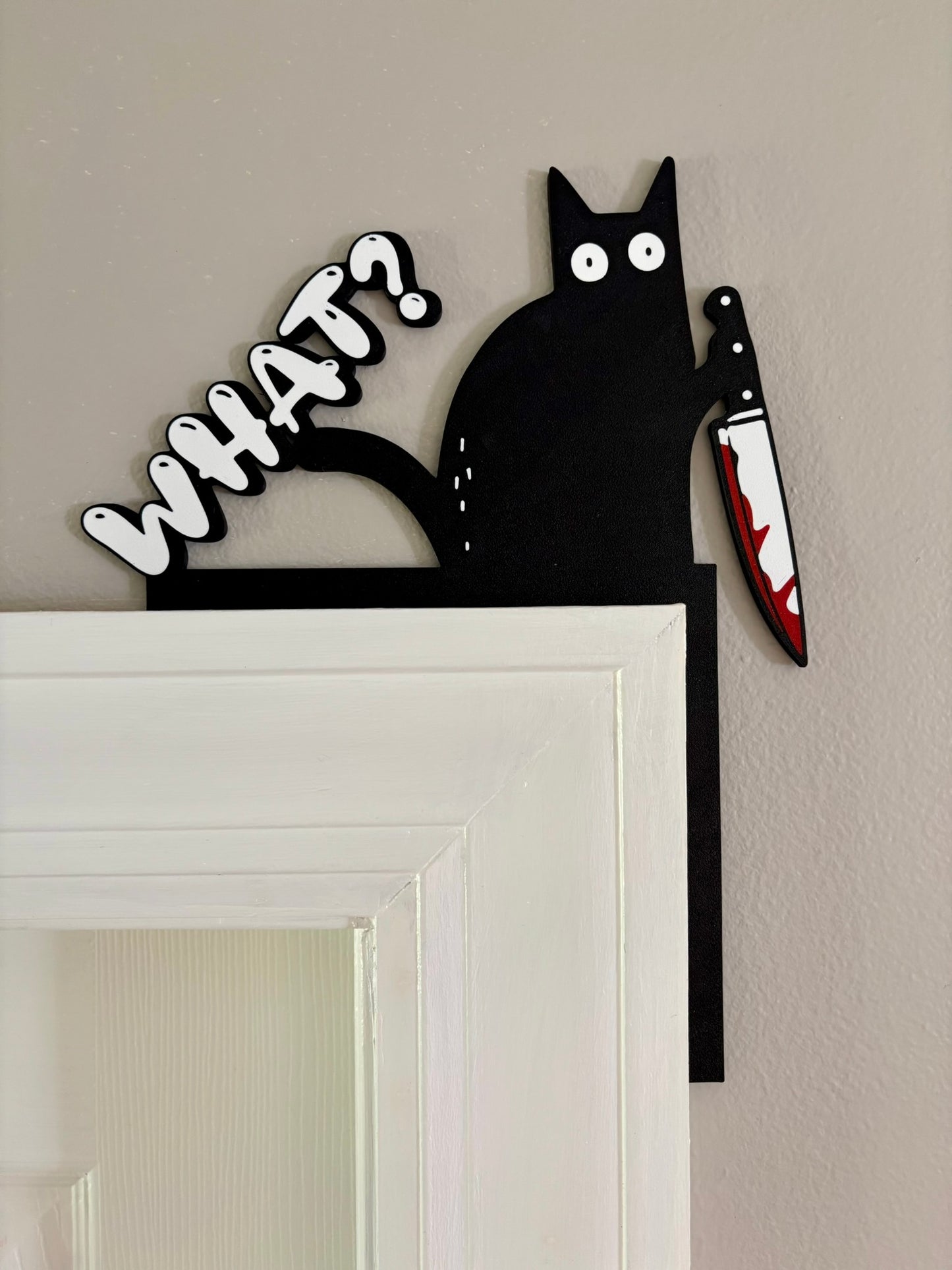 Cat with Knife Door Window Corner Topper
