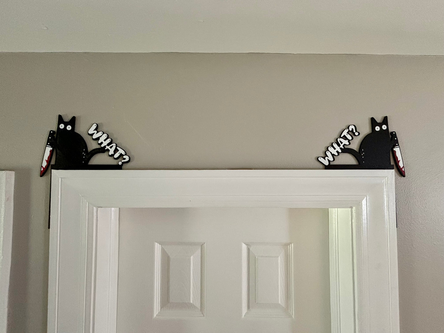 Cat with Knife Door Window Corner Topper