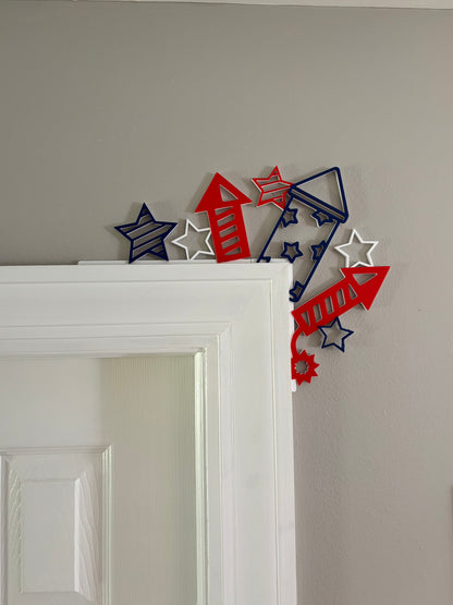Fireworks 4th of July Themed Door Corner