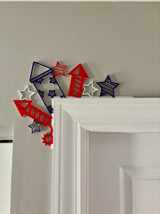 Fireworks 4th of July Themed Door Corner