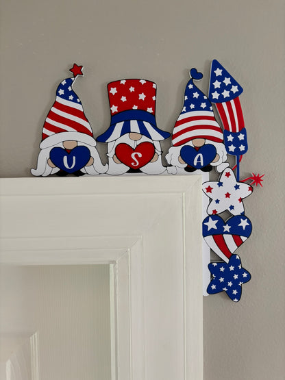 Gnomes 4th of July Themed Door Corner