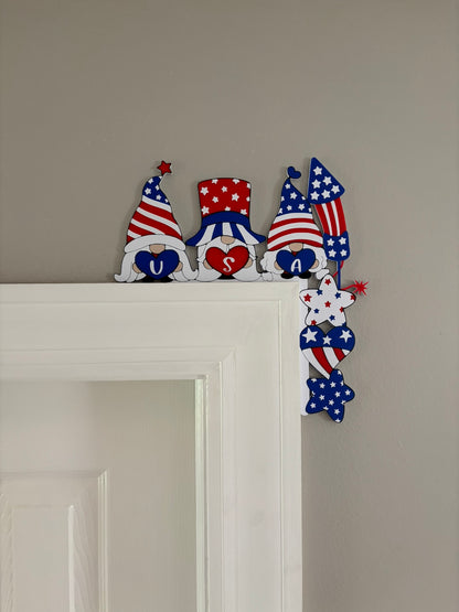 Gnomes 4th of July Themed Door Corner