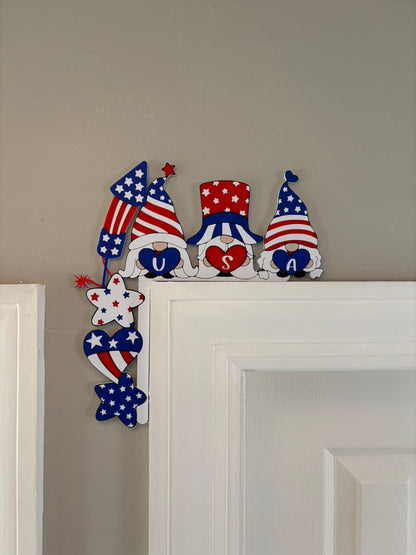Gnomes 4th of July Themed Door Corner
