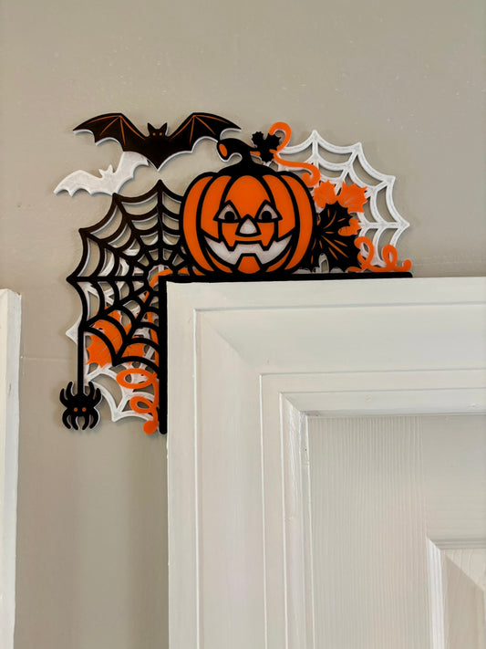 Halloween Pumpkin Glow in the Dark Door Window Corner Topper