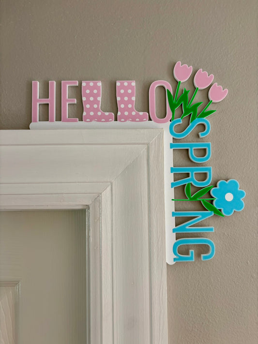 Hello Spring Door Corner Topper