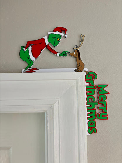 Grinch with Max Merry Grinchmas Door Corner