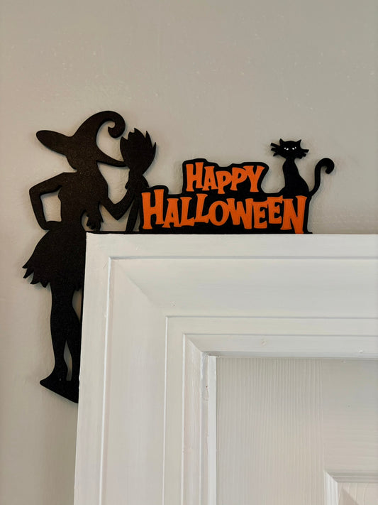 Witch Happy Halloween Door Window Corner Topper