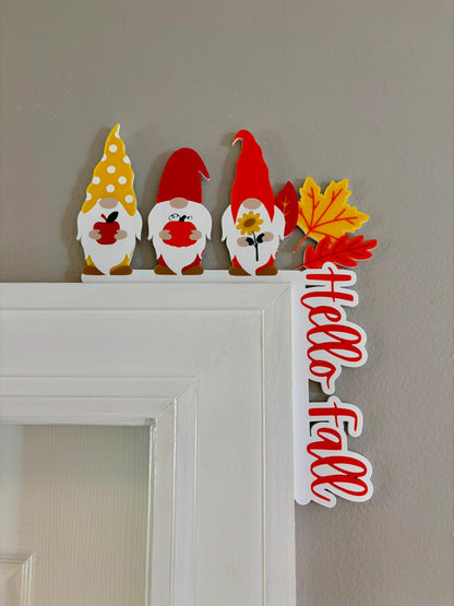 Gnomes Hello Fall Door Window Corner Topper
