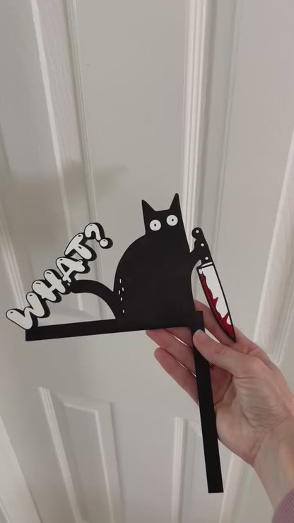 Cat with Knife Door Window Corner Topper